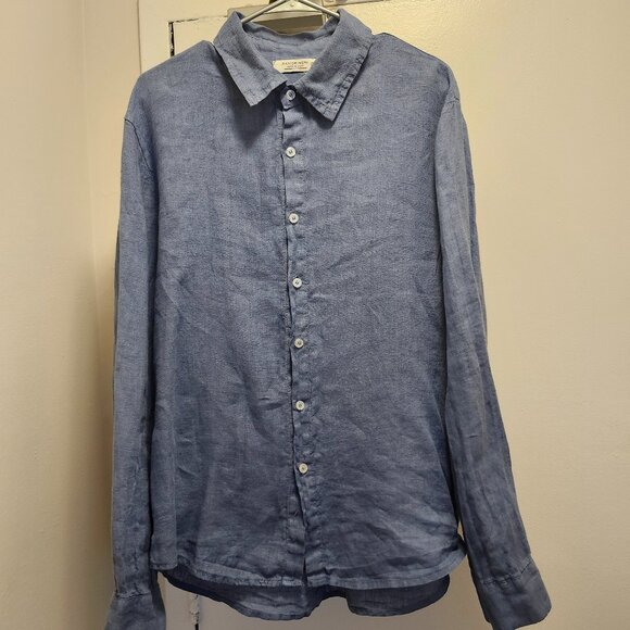 Davide Neri Men’s Long Sleeve Shirt – Size M – 100% Linen – Blue – Made in Italy - Picture 1 of 9